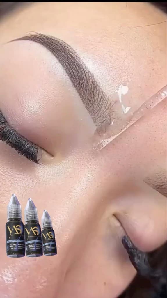 Nano brow mapping with Yas Melanin Brown pigment bottles